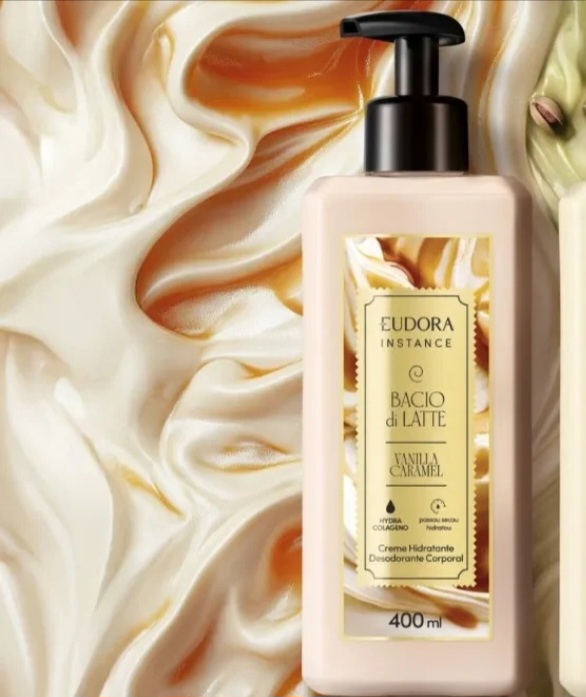 A coleção limitada traz oito itens da Eudora, como hidratante, sabonete, gloss, body splash, creme para mãos e batons líquidos. Já a Bacio di Latte lançou o novo sorvete Vanilla Caramel, criado especialmente para a parceria
