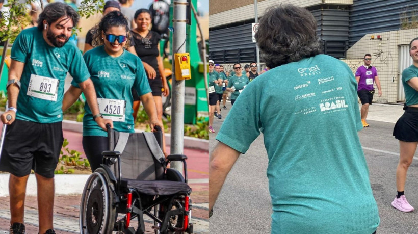 Paulo Cavalcante em meio a corrida que ocorreu na Beira Mar, em Fortaleza, nesse domingo, 14