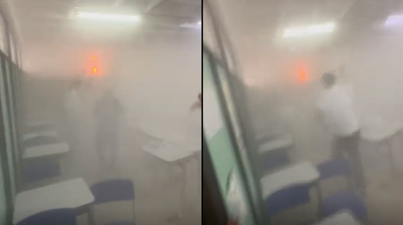 O princípio de incêndio foi registrado em escola no bairro Barra do Ceará, em Fortaleza, nesta quarta-feira, 24
