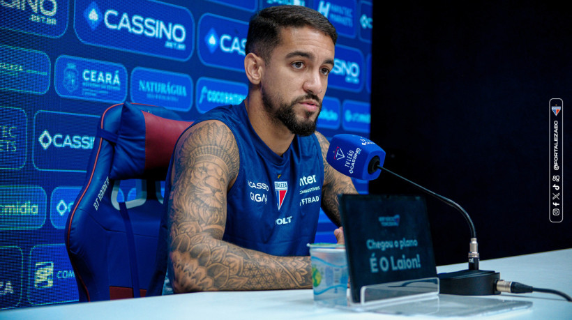 Matheus Pereira em entrevista coletiva pelo Fortaleza