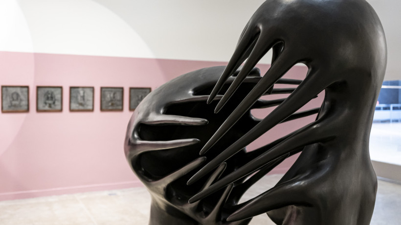 Obra de Maria Martins em montagem na exposição Corpos explícitos, corpos ocultos. 