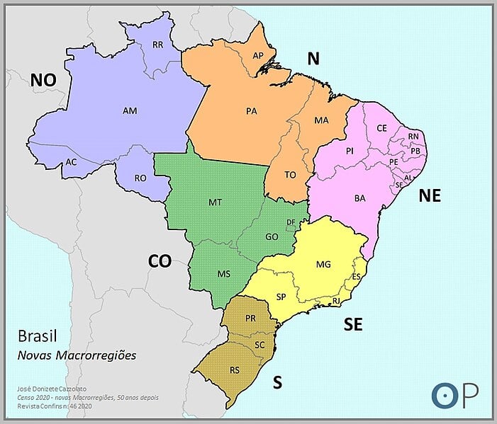 Em primeiro lugar, a divisão regional do Brasil é o agrupamento das unidades federativas (estados e o Distrito Federal) em grandes regiões segundo aspectos naturais, socioeconômicos e culturais em comum.

