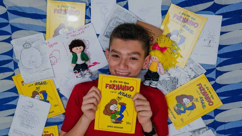 FORTALEZA-CE, BRASIL, 29-09-2025: Entrevista com João Sasaque, criança autista que escreveu seu primeiro livro 