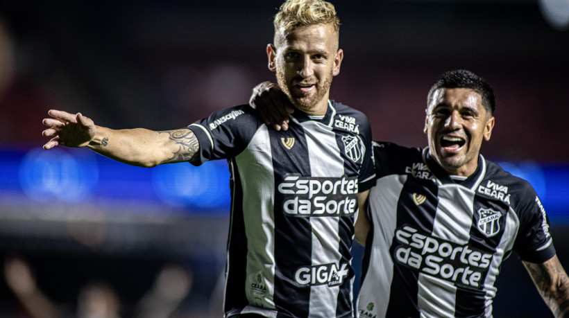 O atacante PedroHenrique comemora gol sobre o São Paulo no Estádio MorumBis. São Paulo 0 x 1 Ceará - Campeonato Brasileiro da Série A 2025 - Estádio Morumbis. 
Foto: Felipe Santos / Ceará SC