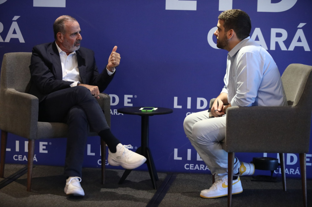 Marcos Gouv&ecirc;a concedeu entrevista ao rep&oacute;rter Jo&atilde;o Victor Dummar, do O POVO, no contexto do Lide Cear&aacute;, o Grupo de L&iacute;deres Empresariais multisetorial e multilateral(Foto: F&Aacute;BIO LIMA)