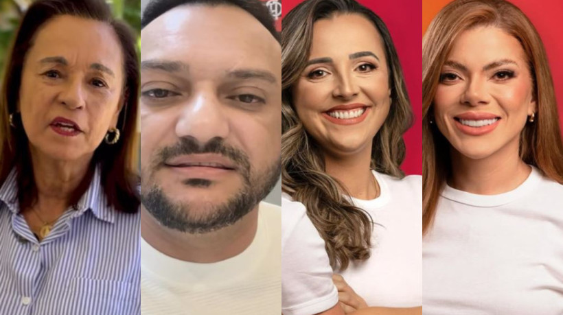 Cândida Figueiredo e Lígia Protásio disputam com Joel a Prefeitura. Na imagem, ao lado dos candidatos a vice, Rafael Vaz e Rayana Bendor