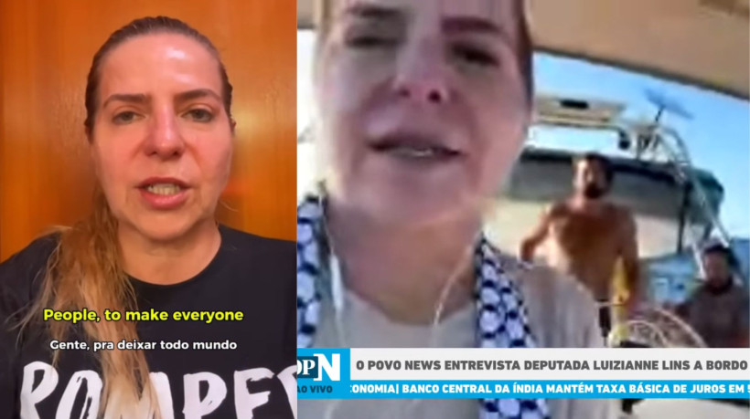 Luizianne Lins estava na embarcação Flotilha Global Sumud, rumo à Gaza