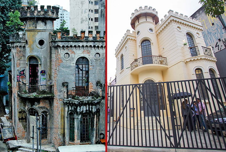 Castelinho da Rua Apa (São Paulo) - Possui uma série de lendas e relatos sobre assombração. Muitos dizem que o local teve eventos trágicos, inclusive o suicídio de uma mulher, cuja presença espectral estaria no edifício.