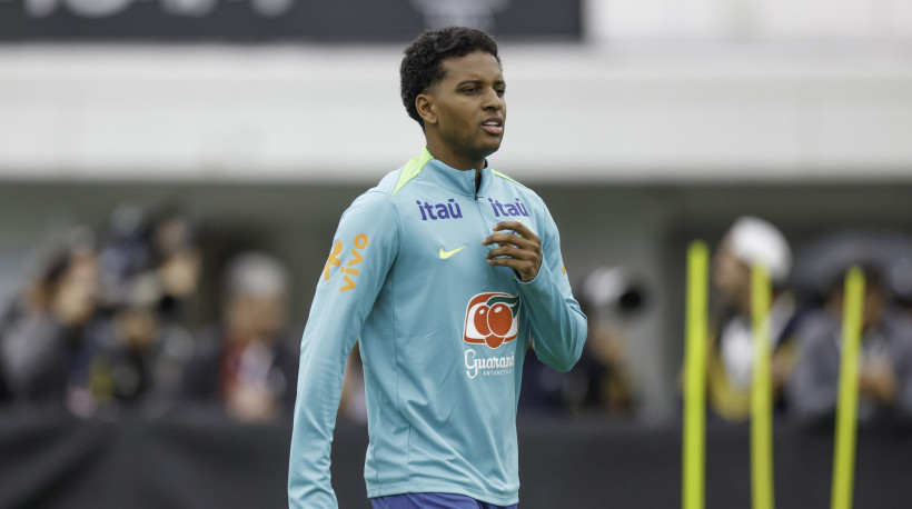 Atacante Rodrygo em treino da seleção brasileira no Goyang Stadium, na Coreia do Sul