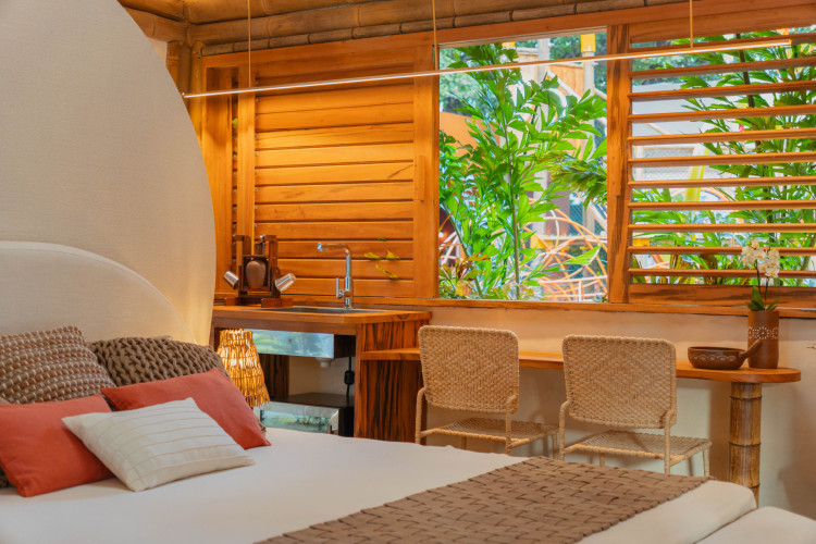 Na foto, o espaço "Bangalô Duna", da arquiteta Julia Gasparini