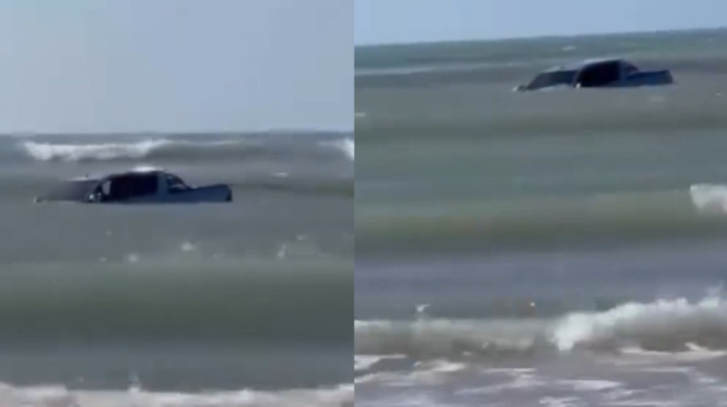 Vídeo registrou momento em que o veículo é levado pelo mar na última terça-feira, 7