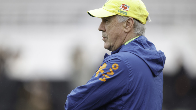 Técnico Carlo Ancelotti em treino da seleção brasileira