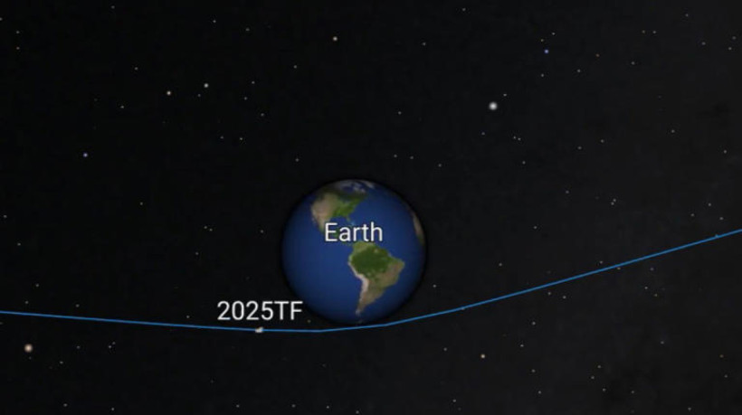 Asteroide de pequeno porte, conhecido como 2025 TF, passou próximo à órbita terrestre