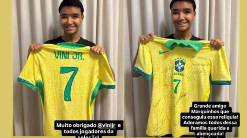 Jogador, de 19 anos, que sobreviveu a um grave acidente de trânsito em março deste ano, publicou presente nas redes sociais