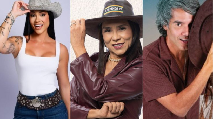 Enquete Uol A Fazenda 17: Yoná Sousa, Fernando Sampaio e Rayane Figliuzzi estão na 4º roça