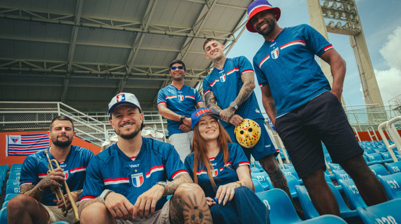 Lucas Crispim, Tinga e Gastón Ávila participam da divulgação do novo terceiro uniforme do Fortaleza