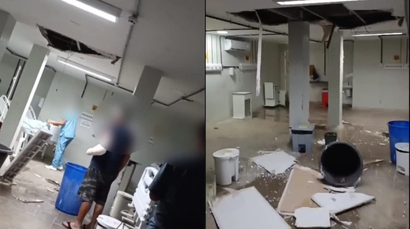 Parte do teto do Frotinha da Messejana desabou na noite desta segunda-feira, 20