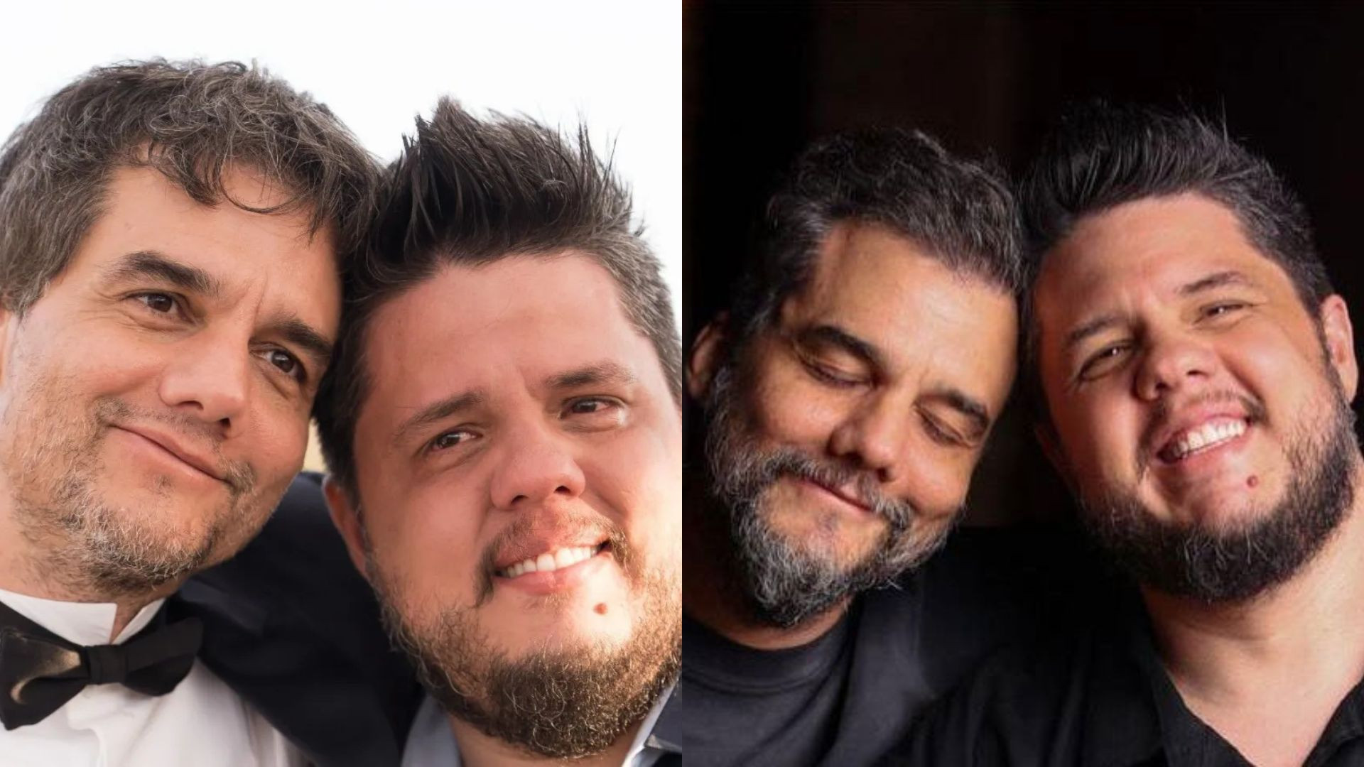 O ator Wagner Moura e o comunicador Léo Paiva após entrevista
 (Foto: Instagram/Reprodução @osnordestinospelomundo)
