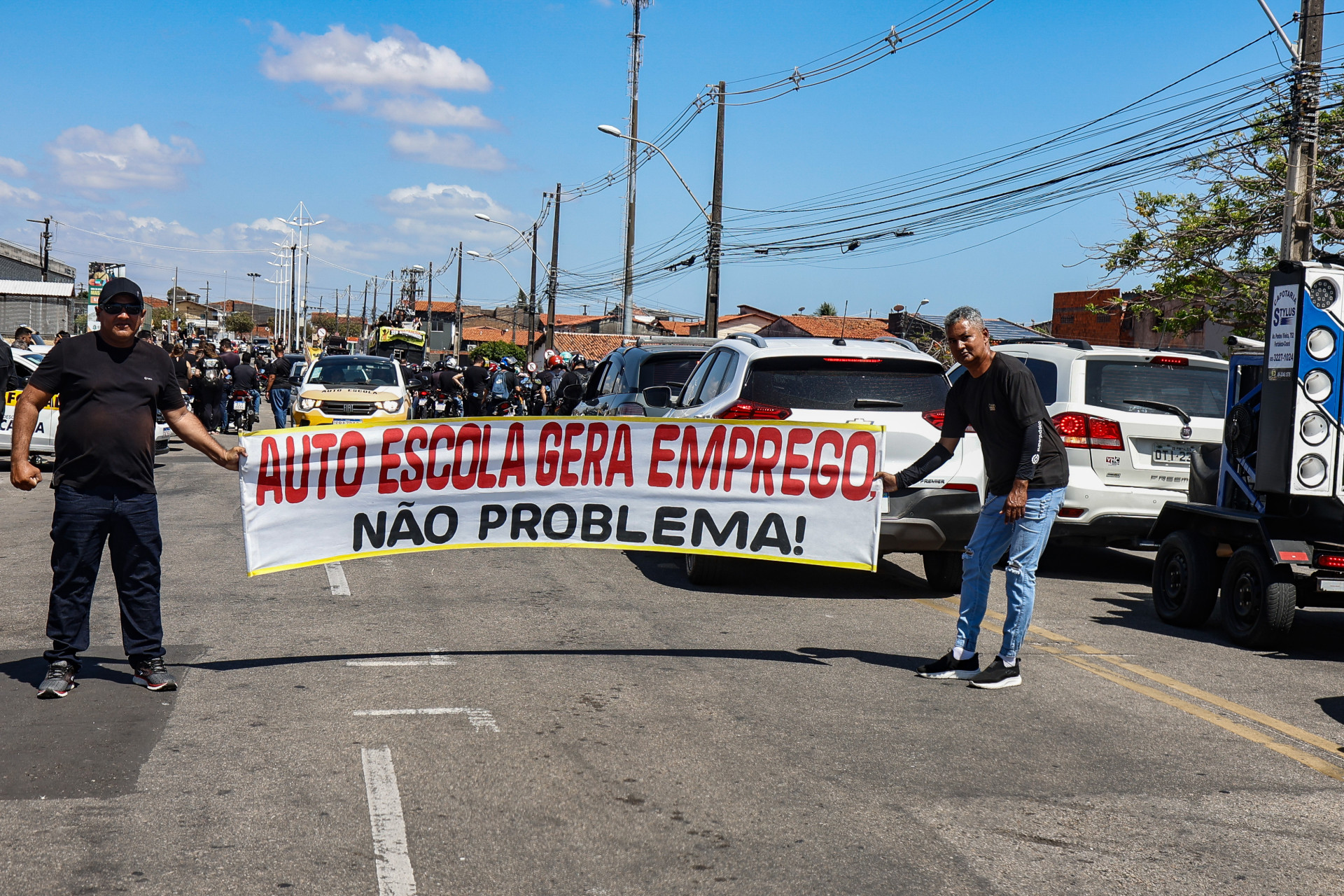 Os trabalhadores da área de trânsito realizaram manifestação em defesa dos empregos no setor