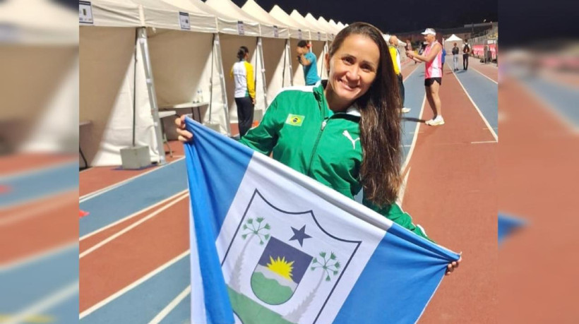 Cândida Reges em sua estreia no Mundial de Ultramaratona de 24 horas, na França.