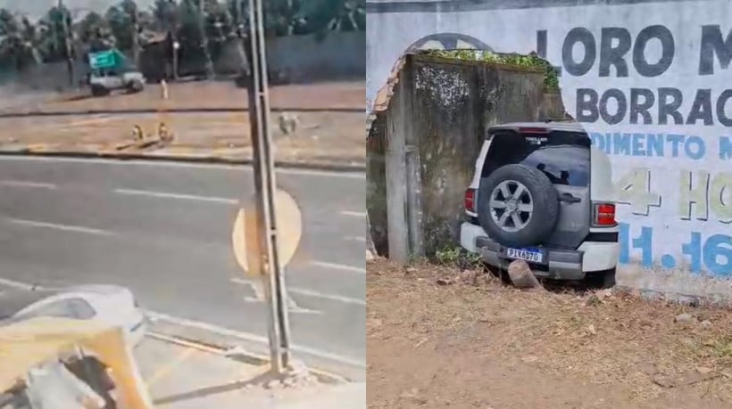 Imagens de câmera de segurança registraram o acidente de trânsito no km 12 da rodovia