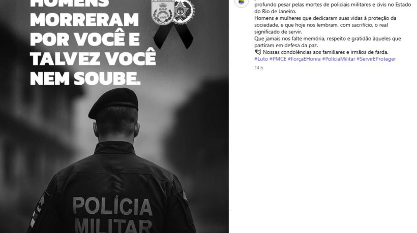 Publicação feita pela PM do Ceará