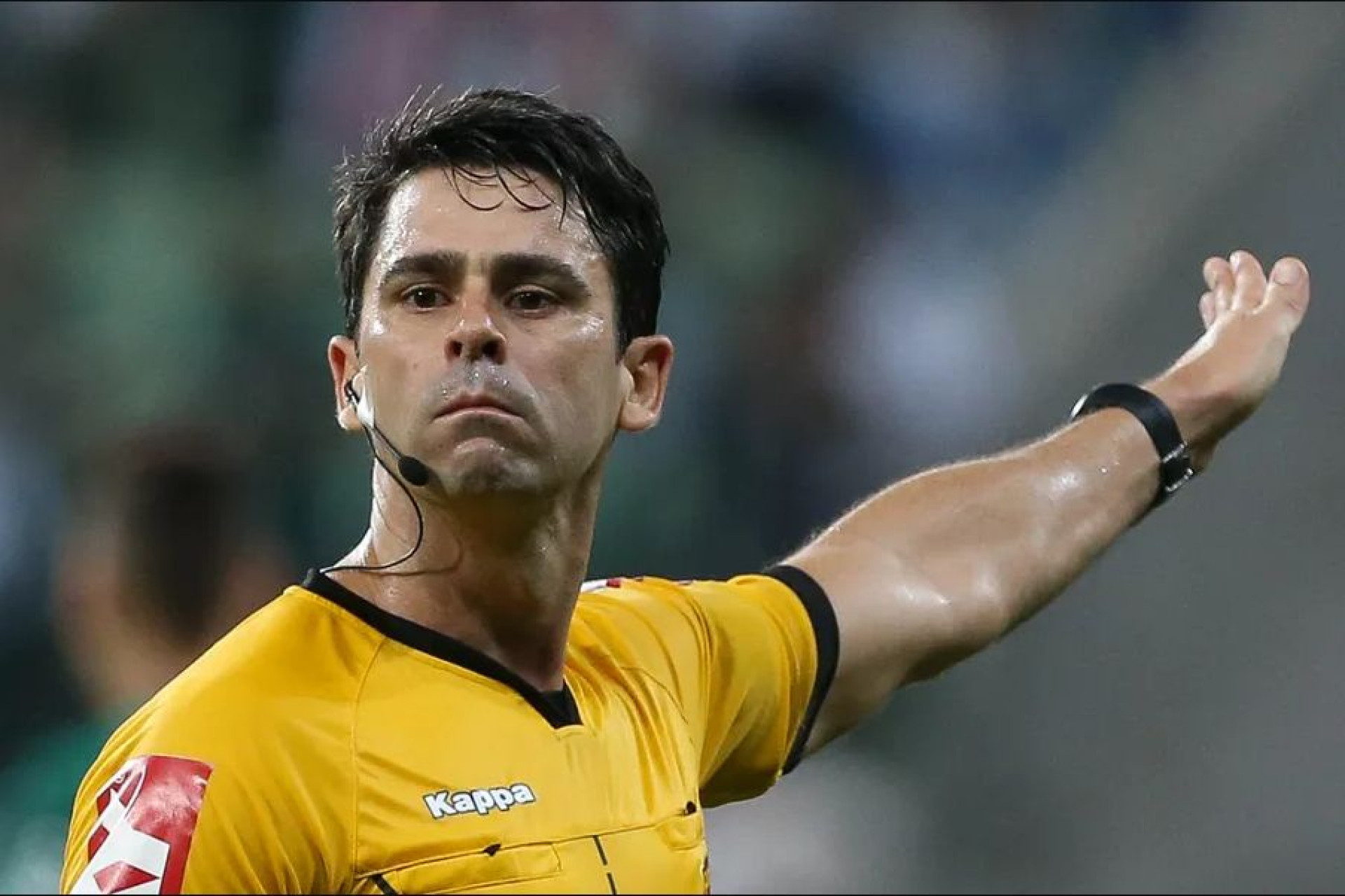 Árbitro Flávio Rodrigues de Souza apitou uma falta para o Fluminense por toque de mão que não existiu; gol saiu na cobrança desse lance (Foto: César Greco / Ag. Palmeiras / Divulgação)