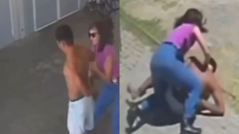  A policial civil imobilizou um homem e impediu a sua fuga, após descumprimento de medida protetiva em Quixadá