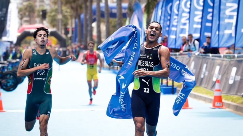O cearense Manoel Messias venceu a etapa de Viña del Mar da Copa do Mundo de Triatlo. 