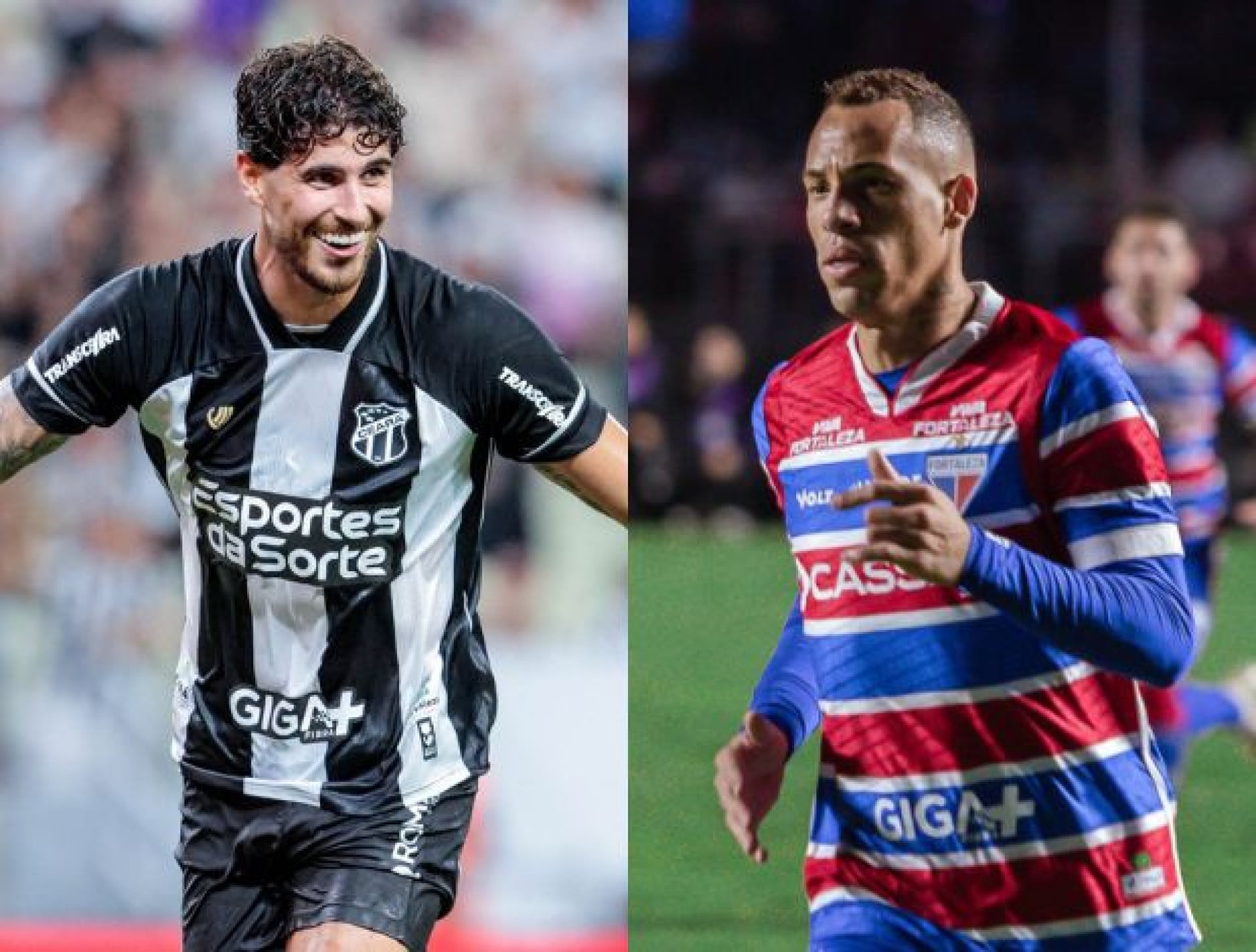 Montagem com fotos de Pedro Raul, do Ceará, e Breno Lopes, do Fortaleza, antes do Clássico-Rei (Foto: Samuel Setubal/O POVO e Mateus Amorim/Fortaleza EC)