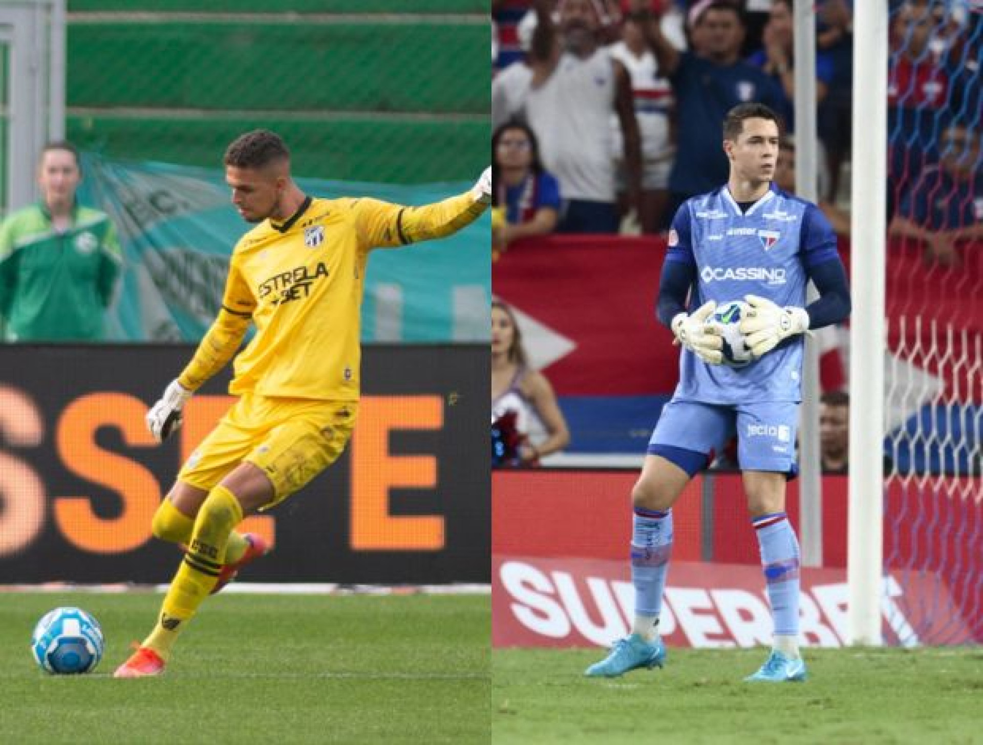 Montagem com Bruno Ferreira, do Ceará, e Brenno, do Fortaleza, antes do Clássico-Rei pela Série A (Foto: Felipe Santos/Ceará SC e Samuel Setubal)