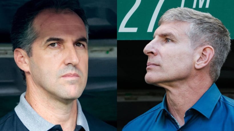 Léo Condé e Martín Palermo, técnicos de Ceará e Fortaleza, respectivamente