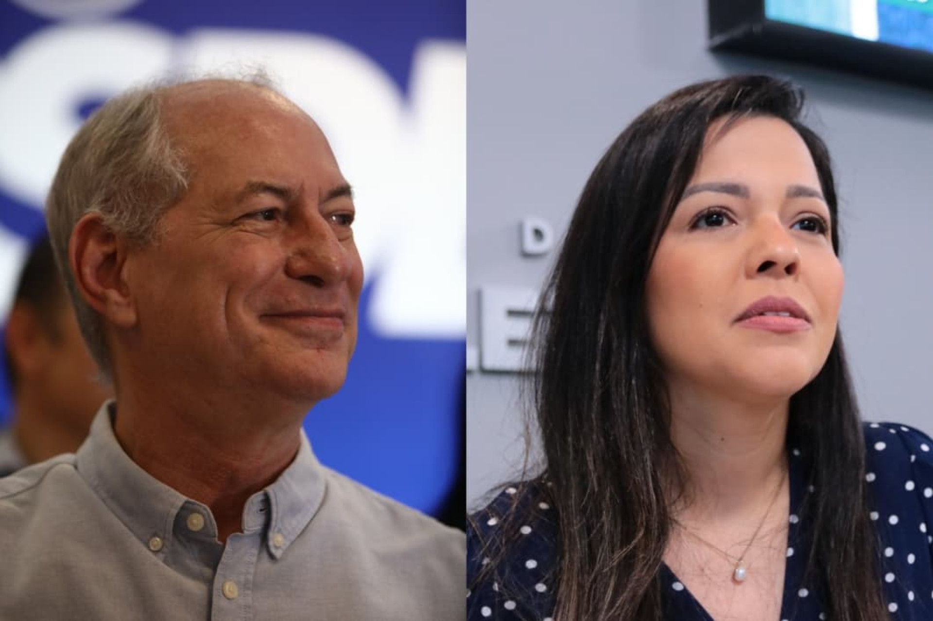 Ciro Gomes (PSDB) e Priscila Costa (PL) (Foto: Fábio Lima/O POVO / Érika Fonseca/CMFor)