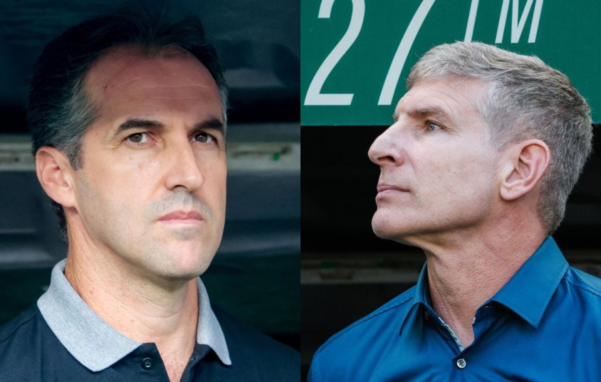 Léo Condé e Martín Palermo, técnicos de Ceará e Fortaleza, respectivamente (Foto: Samuel Setubal/O POVO e FERNANDA BARROS/O POVO)