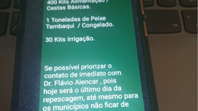 A falsa promessa de cestas básicas e pescados para associações. A Conab divulgou um alerta informando que nenhuma cobrança é feita em doações 