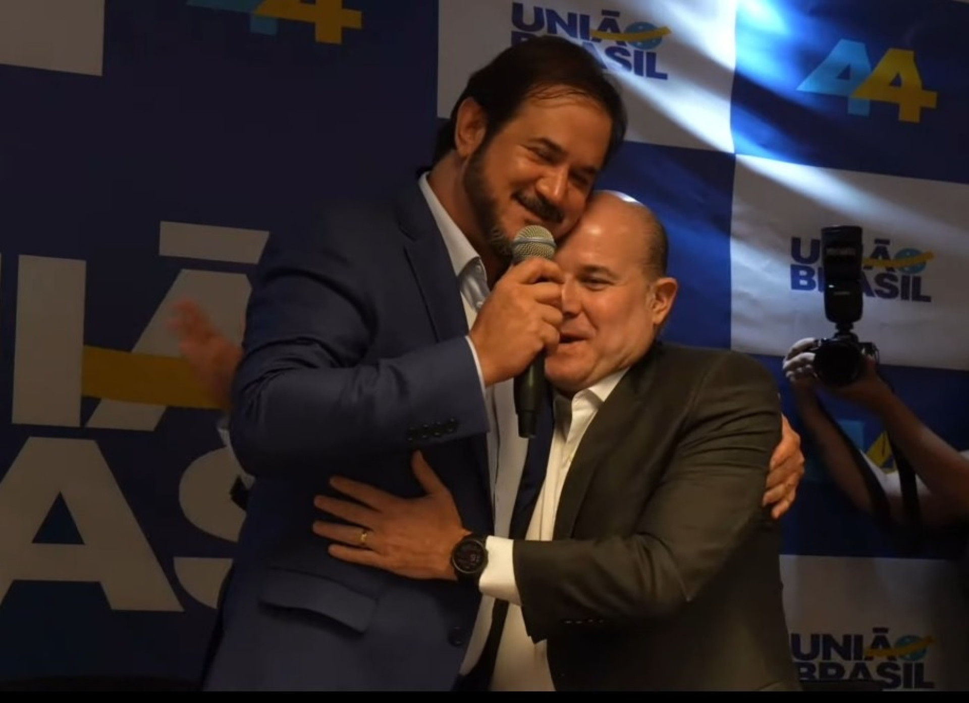 ￼ANTÔNIO Rueda e o recém-filiado Roberto Cláudio (Foto: Reprodução/vídeo/União Brasil)