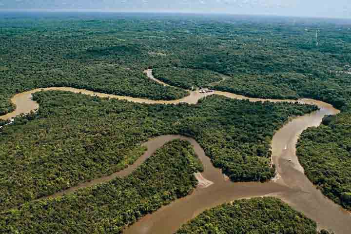 O rio Amazonas tem mais de 7 mil afluentes e 25 mil quilômetros de vias navegáveis. Do total, cerca de 3,89 milhões de km² encontram-se no Brasil, 45% da área do país. Isso abrange Acre, Amazonas, Roraima, Rondônia, Mato Grosso, Pará e Amapá.