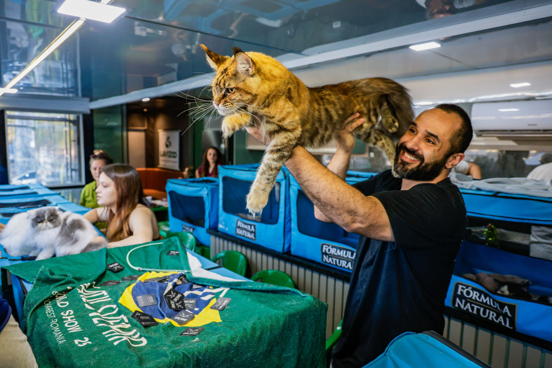￼HYDRA, da raça Maine Coon, e seu tutor, Bruno Machado (Foto: FCO FONTENELE)