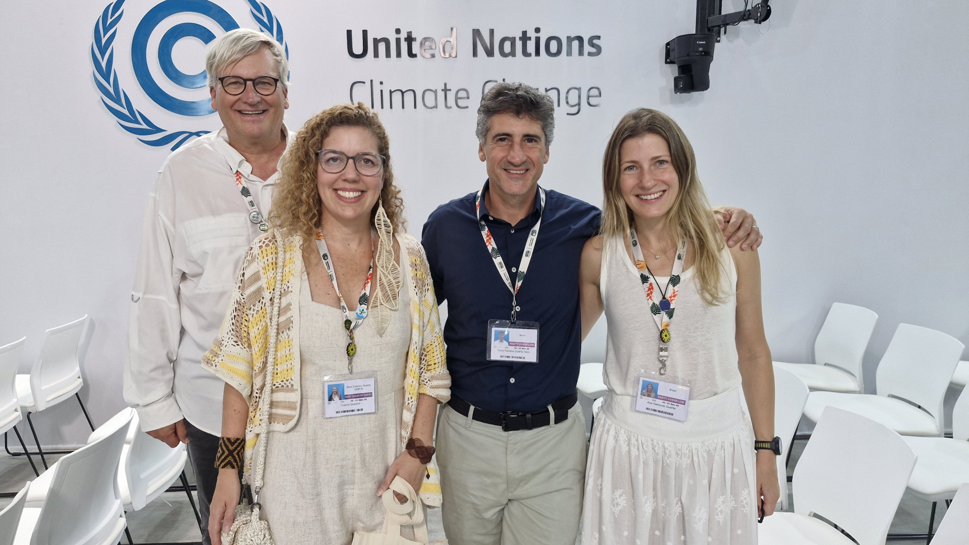 ￼TICIANA Rolim, Dario Guarita e Ana Sarkovas na COP (Foto: Carol Kossling/O POVO)