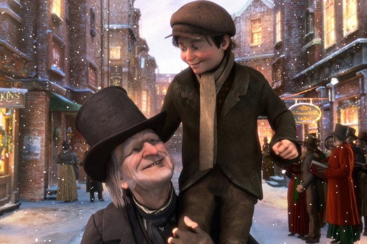 Os fantasmas do passado, presente e futuro visitam o mesquinho milionário Ebenezer Scrooge na véspera do Natal