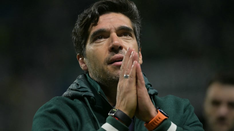 O técnico português Abel Ferreira comemora após vencer a semifinal contra a LDU. O Palmeiras enfrentará o Flamengo na final da Copa Libertadores, em Lima 