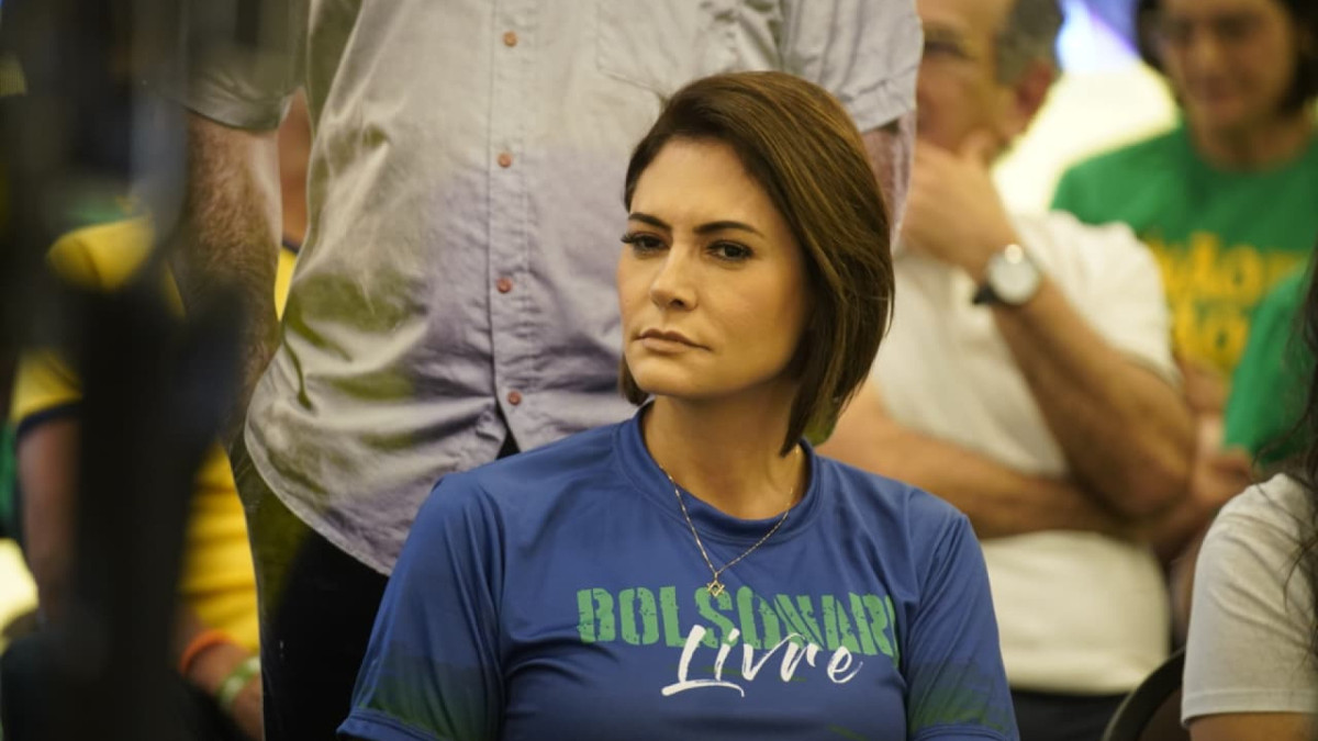 Michelle Bolsonaro no lançamento da pré-candidatura do senador Eduardo Girão ao governo do Ceará