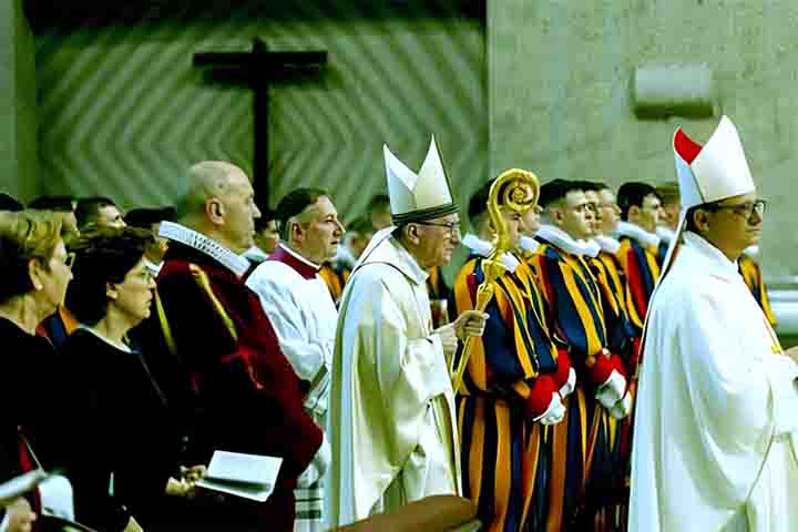 A segurança pessoal do papa é feita pela Guarda Suíça, inclusive quando o sumo pontífice tem compromissos de estado no exterior.

