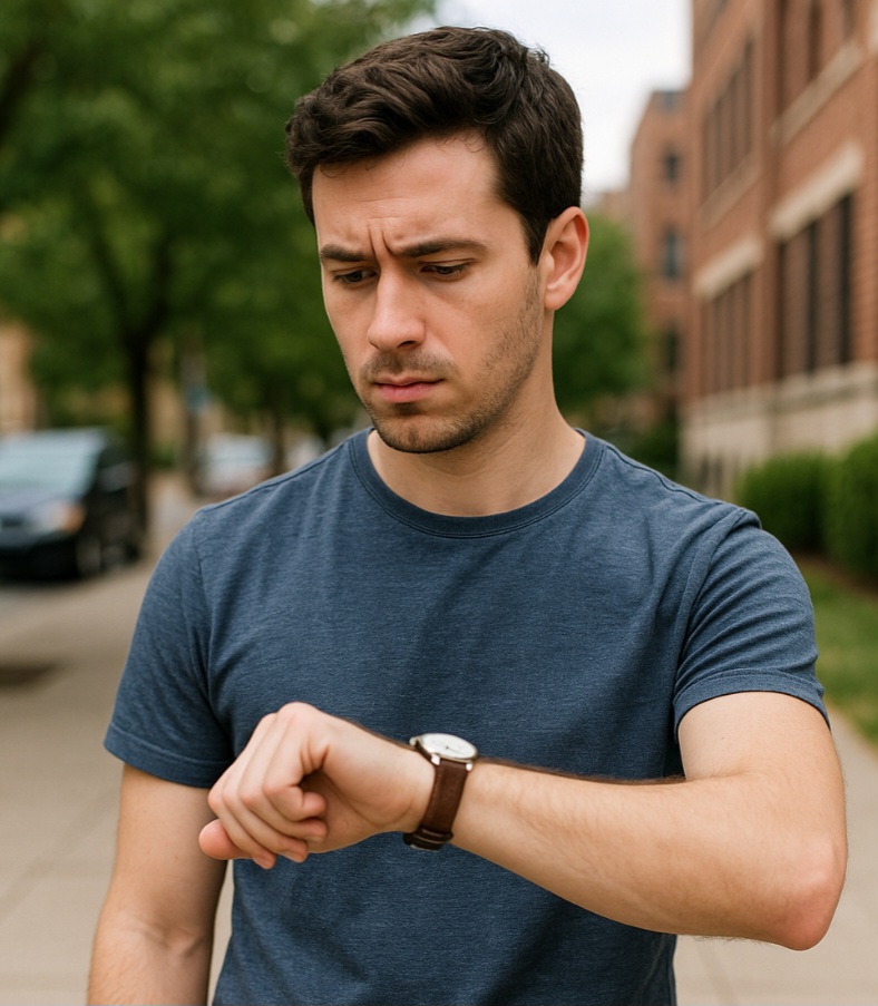 Ficar olhando o relógio diversas vezes seguidas pode refletir inquietação ou medo de perder compromissos, mesmo quando o tempo mal mudou.