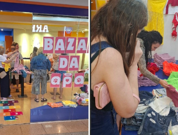 Registros de edições anteriores do bazar beneficente da APA. Estarão à venda roupas, acessórios e outros itens. Doações também são aceitas