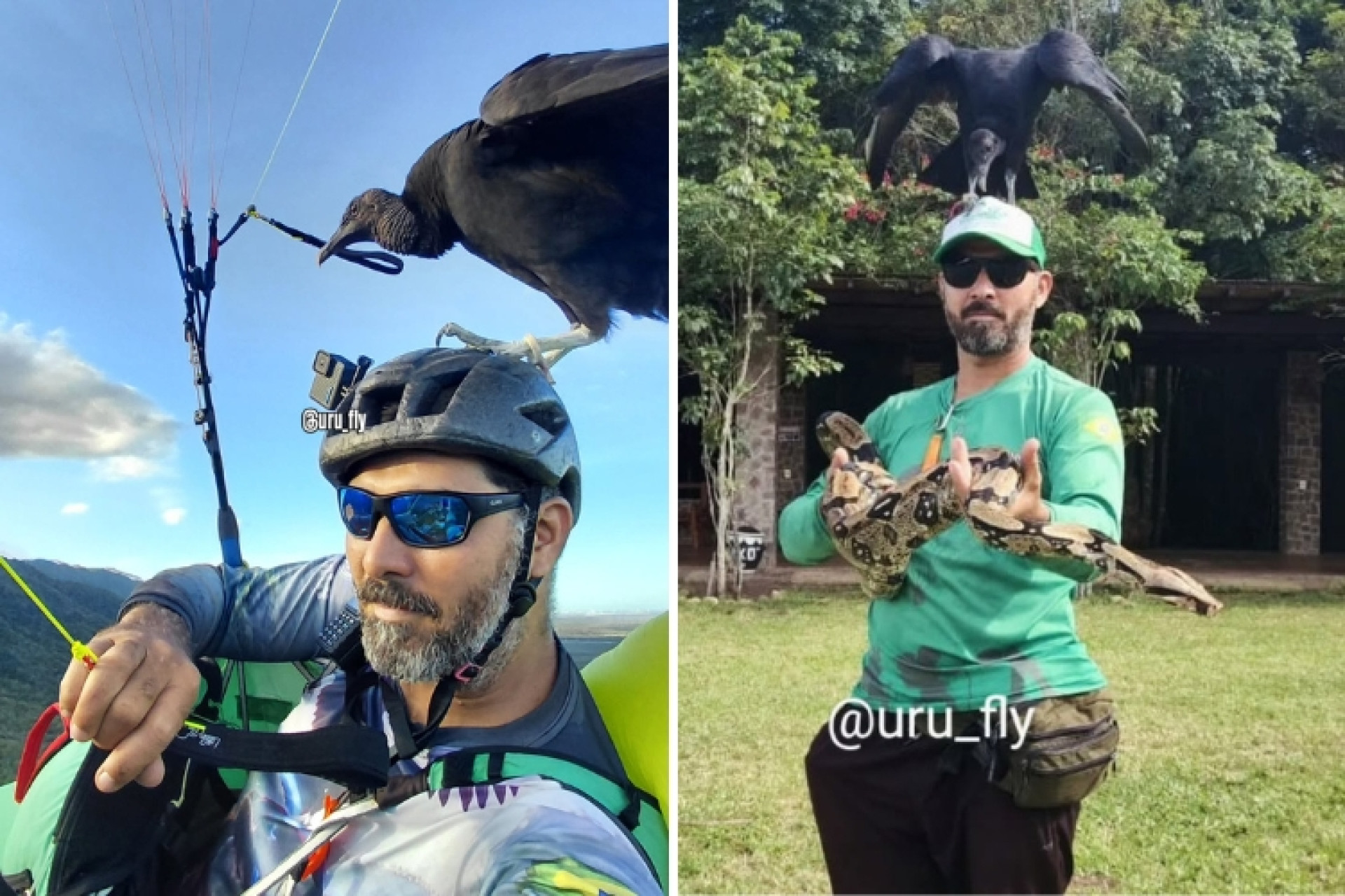  ISRAEL ficou conhecido nas redes sociais por causa da amizade com um urubu (Foto: Reprodução/Instagram @uru_fly)