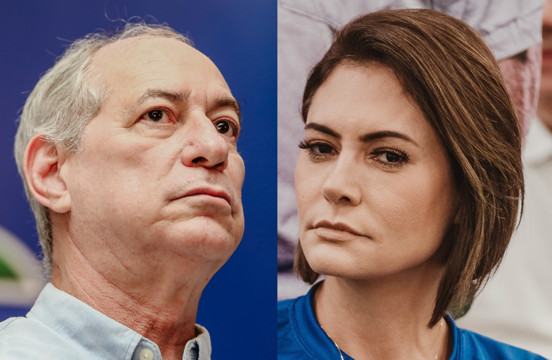 Ciro Gomes e Michelle Bolsonaro (Foto: Montagem de fotos/Fabio Lima e Júlio Caesar)