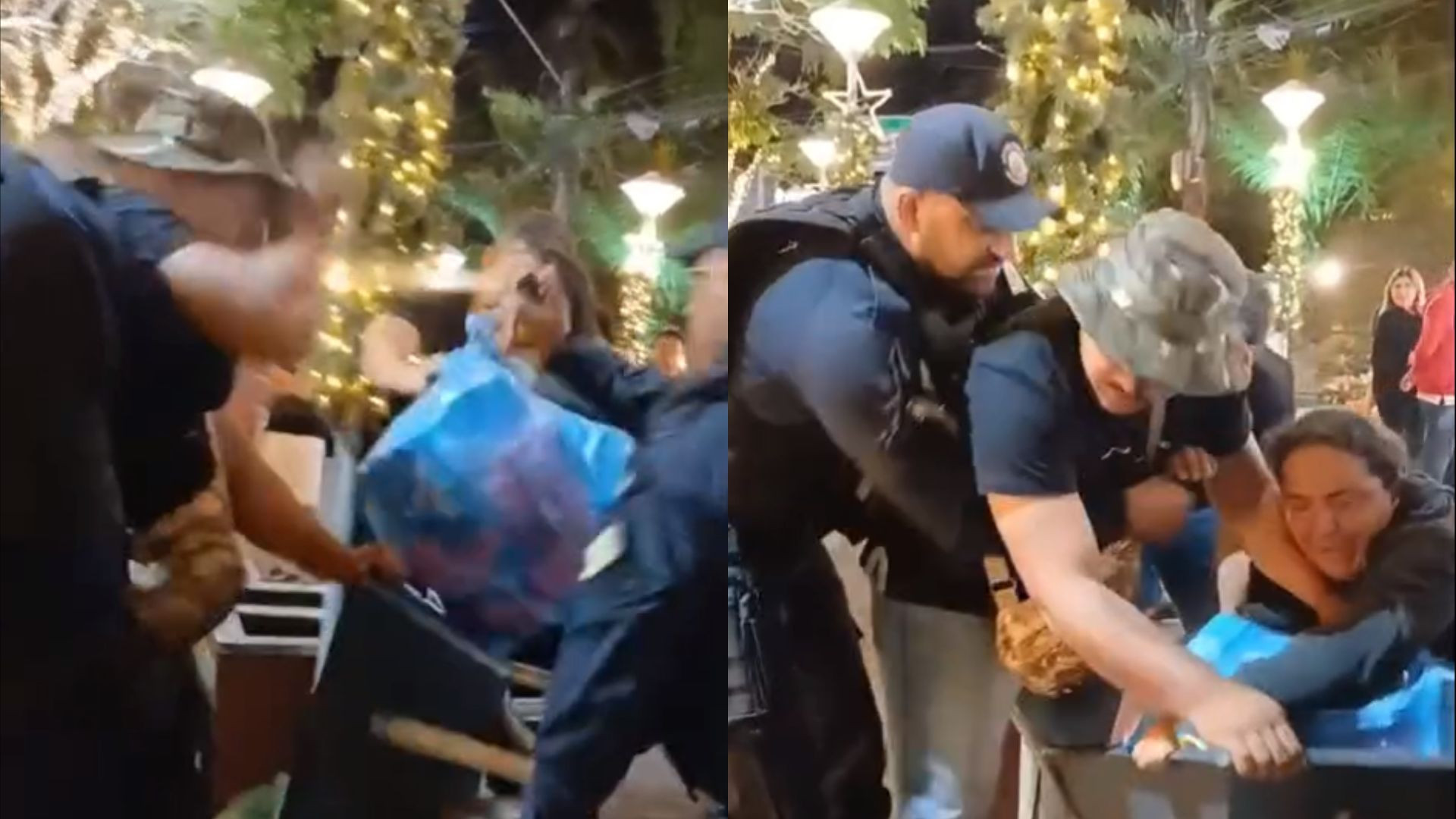 Guardas municipais utilizam spray de pimenta para tentar conter ambulantes que atuavam de forma irregular  (Foto: Reprodução / Redes Sociais
)