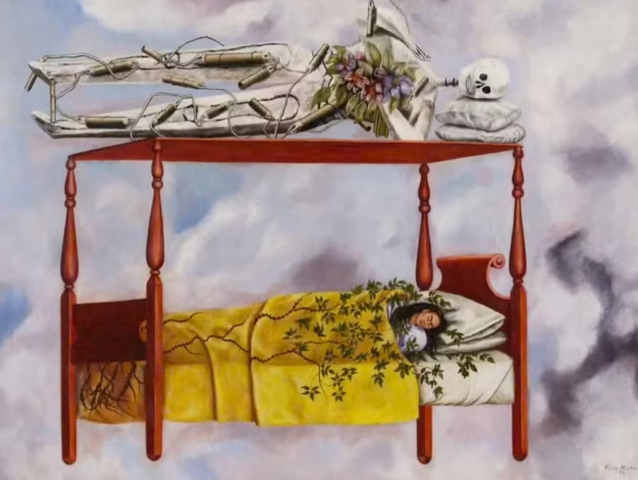 O quadro “El sueño (La cama)”, de 1940, de Frida Kahlo, foi leiloado na Sotheby’s por cerca de US$ 54 milhões, em Londres, tornando-se a obra mais cara já vendida de uma artista mulher. A venda, na noite de 20/11/2025n também bateu o recorde anterior da própria mexicana.