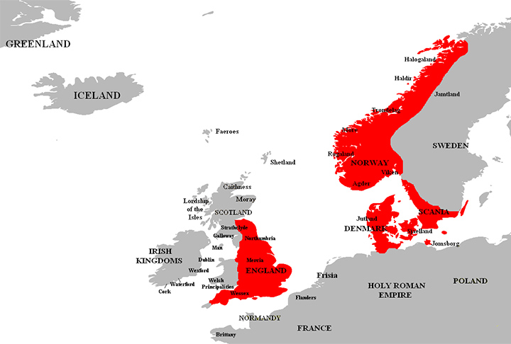  Wessex, como já destacado, foi uma das regiões da heptarquia inglesa. Já Knýtlinga (foto) foi uma casa real dinamarquesa. Dessa forma, nos primeiros anos de Reino da Inglaterra, houve francês, inglês e dinamarquês no comando. 
